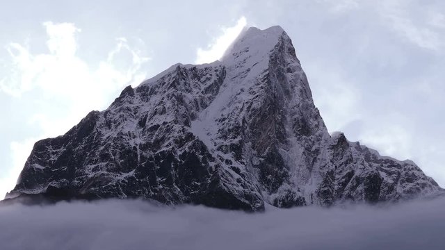 Magnificent view of Taboche peak (6495 m) at sunset. Nepal, Himalaya mountains.