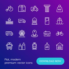 Modern Simple Set of transports, shopping, buildings Vector outline Icons. Contains such Icons as london,  sport,  house,  box,  classic and more on gradient background. Fully Editable. Pixel Perfect.