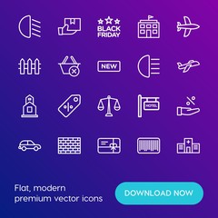 Modern Simple Set of transports, shopping, buildings Vector outline Icons. Contains such Icons as pattern,  auto,  doctor,  black, light and more on gradient background. Fully Editable. Pixel Perfect.