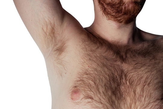 Hairy armpit and chest of a man (Isolate)