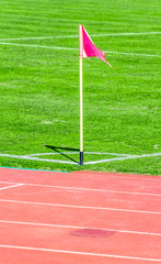 Fototapeta premium Flag on the corner of a football field