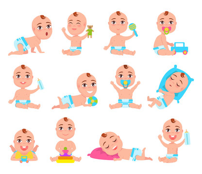 Baby and Emotions Collection Vector Illustration