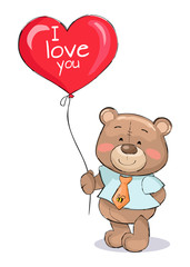 I Love You Heart Shape Balloon in Hands Teddy-Bear