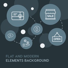 chat and messenger, shopping outline vector icons and elements background with circle bubbles networks.Multipurpose use on websites, presentations, brochures and more