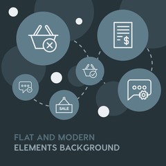 chat and messenger, shopping outline vector icons and elements background with circle bubbles networks.Multipurpose use on websites, presentations, brochures and more