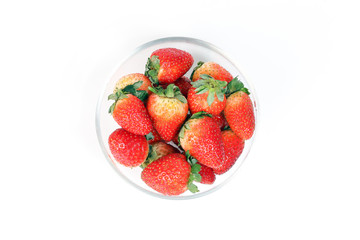 Red Ripe Strawberry in glass bowl