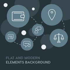 chat and messenger, shopping outline vector icons and elements background with circle bubbles networks.Multipurpose use on websites, presentations, brochures and more