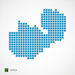 Fototapeta na wymiar Zambia map and flag icon