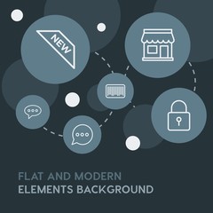 chat and messenger, shopping outline vector icons and elements background with circle bubbles networks.Multipurpose use on websites, presentations, brochures and more