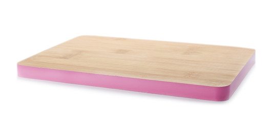 Wooden board on white background. Kitchen accessory