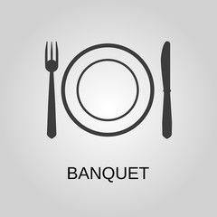Banquet icon. Banquet symbol. Flat design. Stock - Vector illustration