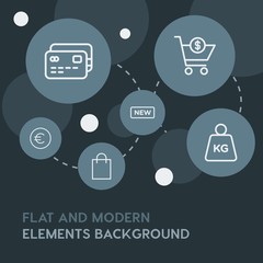 chat and messenger, shopping outline vector icons and elements background with circle bubbles networks.Multipurpose use on websites, presentations, brochures and more