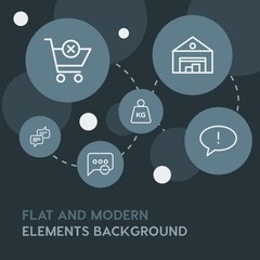 chat and messenger, shopping outline vector icons and elements background with circle bubbles networks.Multipurpose use on websites, presentations, brochures and more