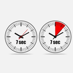 Seven Seconds Clock on grey background. Two options.