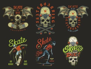 Set of skateboarding emblems