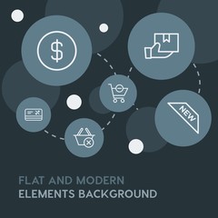 chat and messenger, shopping outline vector icons and elements background with circle bubbles networks.Multipurpose use on websites, presentations, brochures and more