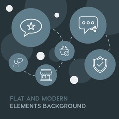 chat and messenger, shopping outline vector icons and elements background with circle bubbles networks.Multipurpose use on websites, presentations, brochures and more