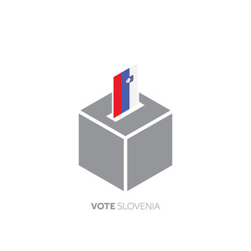 Slovenia voting concept. National flag and ballot box.