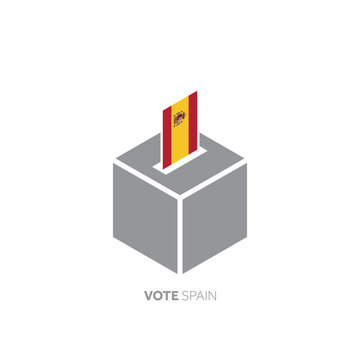 Spain voting concept. National flag and ballot box.