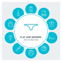 clothes, sports, beauty and cosmetics Infographic Circle outline Icons Set. Contains such Icons as  business,  website,  elements,  background,  pattern,  face and more. Fully Editable. Pixel Perfect