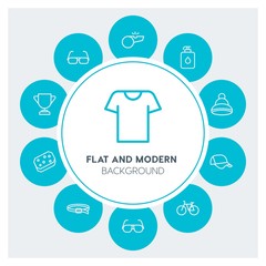 clothes, sports, beauty and cosmetics Infographic Circle outline Icons Set. Contains such Icons as  business,  website,  elements,  background,  pattern, cap and more. Fully Editable. Pixel Perfect