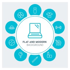 clothes, sports, beauty and cosmetics Infographic Circle outline Icons Set. Contains such Icons as  business,  website,  elements,  background,  pattern, sport and more. Fully Editable. Pixel Perfect