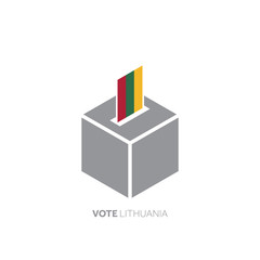 Lithuania voting concept. National flag and ballot box.