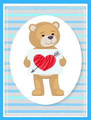 Stuffed Teddy with Sheet of Paper and Broken Heart