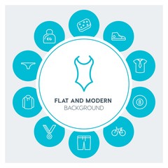 clothes, sports, beauty and cosmetics Infographic Circle outline Icons Set. Contains such Icons as  business,  website,  elements,  background,  pattern,  face and more. Fully Editable. Pixel Perfect