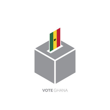 Ghana voting concept. National flag and ballot box.