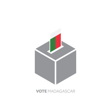 Madagascar voting concept. National flag and ballot box.