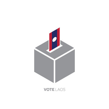 Laos voting concept. National flag and ballot box.