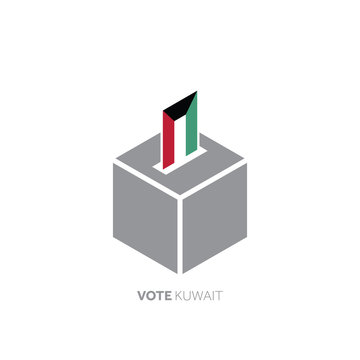 Kuwait voting concept. National flag and ballot box.