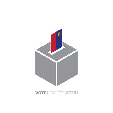 Lietchtenstein voting concept. National flag and ballot box.