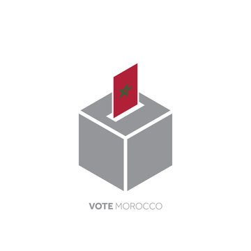 Morocco voting concept. National flag and ballot box.