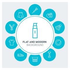 clothes, sports, beauty and cosmetics Infographic Circle outline Icons Set. Contains such Icons as  business,  website,  elements,  background,  pattern,  pin and more. Fully Editable. Pixel Perfect