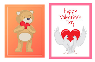 White Doves Couples with Heart Illustrations Set