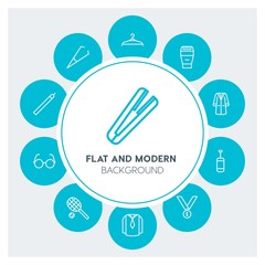 clothes, sports, beauty and cosmetics Infographic Circle outline Icons Set. Contains such Icons as  business,  website,  elements,  background,  pattern,  ring and more. Fully Editable. Pixel Perfect