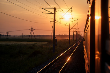 Fototapeta na wymiar sunset view from the train