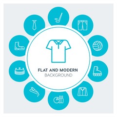 clothes, sports, beauty and cosmetics Infographic Circle outline Icons Set. Contains such Icons as  business,  website,  elements,  background,  pattern,  care and more. Fully Editable. Pixel Perfect