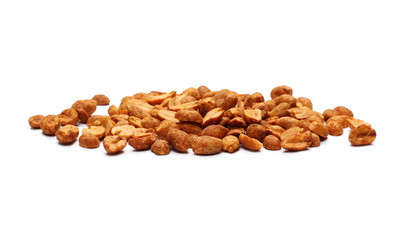 Spicy hot peanuts pile isolated on white background
