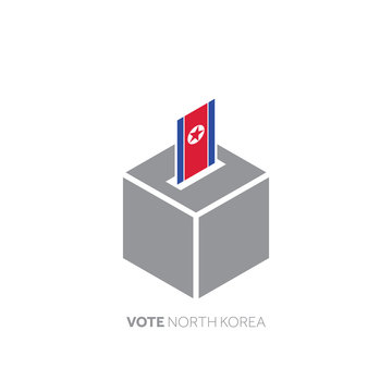 North Korea voting concept. National flag and ballot box.