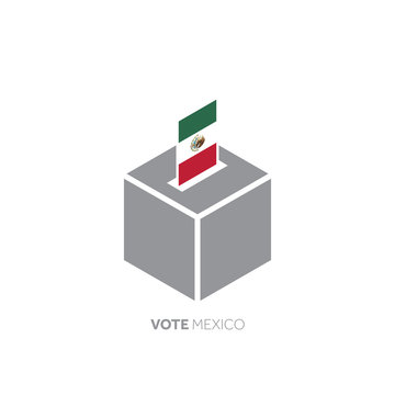 Mexico voting concept. National flag and ballot box.