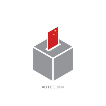 China voting concept. National flag and ballot box.