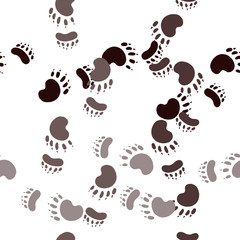 Track the bear paw. Seamless pattern background. Brown and white design vector illustration.