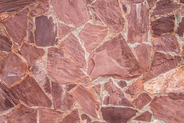 Wall of a flat natural stone