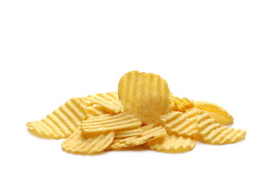 Potato chips, crisps isolated on white background