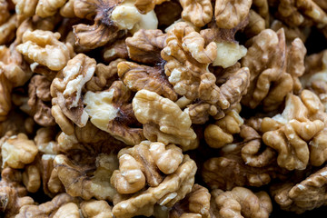 Raw fresh organic peeled walnuts.