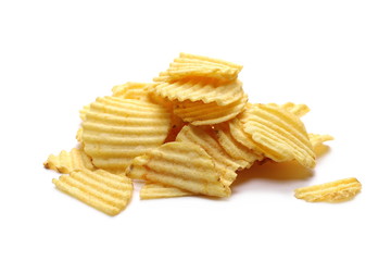 Potato chips, crisps isolated on white background