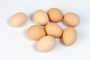 Eggs on white background